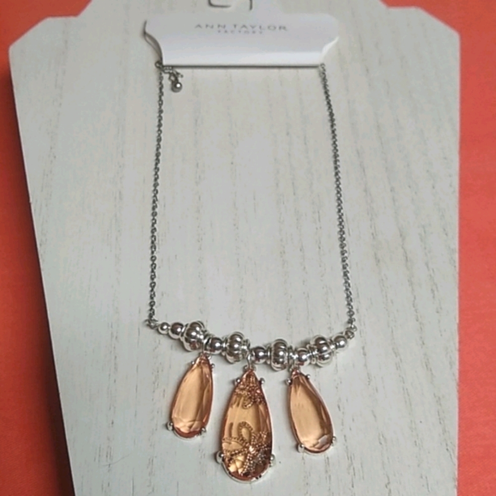 🐾 2 For $16 Floral Orange Gem Dangle Necklace - Picture 2 of 6